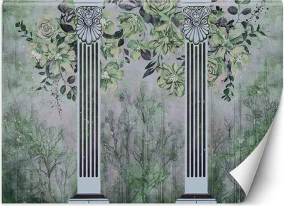 Produktbild von Vlies fototapete Antike Säulen und Blumen 250x175 cm Feeby Grün inkl. Kleber einfache Montage