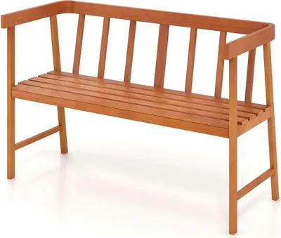Produktbild von KOMFOTTEU 2 Sitzer Gartenbank, Parkbank aus Akazienholz, Balkonbank mit Rückenlehne und Armlehnen, Sitzbank bis 360kg belastbar für Balkon Terrasse Garten, 110 x 46 x 72 cm, Natur