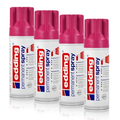 Produktbild von 4x edding Permanent Spray telemagenta 200 ml Premium Acryllack, RAL 4010