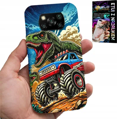 Obrázok produktu pre Puzdro pre Xiaomi Poco X3 – Dinosaurus v monster trucku – dizajny pre deti