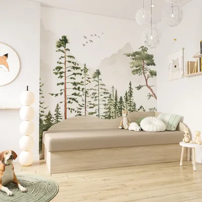Produktbild von Kinderbett Bett Bettgestell Einzelbett Jugendbett 80x200 cm Sonoma/Beige Aragon 20 Solo