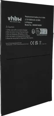 Produktbild von vhbw Akku kompatibel mit Apple iPad MF016LL/A, MF015LL/A, MF019LL/A, MF018LL/A, MF024LL/A, MF020LL/A Tablet Pad (8820 mAh, 3,73 V, Li-Polymer)