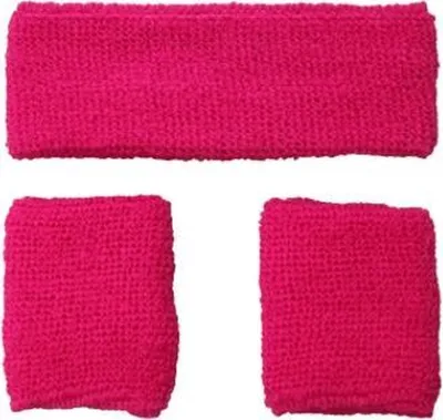 Produktbild von Jumada's – 3-teiliges Set Schweißbänder – Für Kopf und Handgelenk – Fuchsia