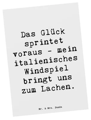 Produktbild von Mr. & Mrs. Panda Postkarte Spruch Italienisches Windspiel Glück - Weiß - Geschenk, Liebe, intelligente Hunde, Hunderassen Beschreibung, Ansichtskarten, Grußkarte, Freude