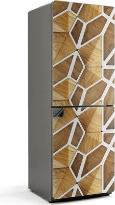 Zdjęcie produktu dla Geometryczny wzór drewna - Magnetyczna osłona lodówki - Magnetyczna folia dekoracyjna do kuchni - Magnetyczna dekoracja lodówki - Samoprzylepna tablica magnetyczna - Folia magnetyczna na drzwi lodówki - 70x190 cm