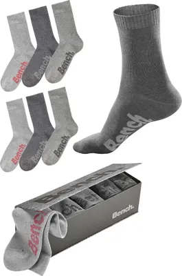 Produktbild von Bench Socken Damen Herren Basic Socken für Freizeit und Alltag 6 -teilig grau-meliert Größe 39/42