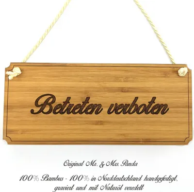 Produktbild von Mr. & Mrs. Panda Werbeschild Betreten verboten - Geschenk, Landhaus, Wegweiser, Türschild, Hinweisschild, Graviert, Firmenschild, Schild, Praxisschild, Geschenkidee