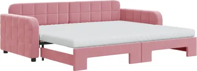 Image de Lit de jour Extensible avec matelas Rose 90x200 cm Velours