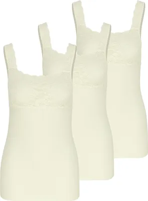 Produktbild von Nina von C. 3er Pack Fine Baumwolle Unterhemd / Top Mit Spitzen-Details, Perfekte Passform, Angenehm auf der Haut
