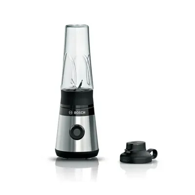 A Bosch Serie 2 MMB2111M mixer with its accessory is displayed against a white background.