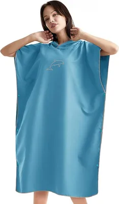 Produktbild von Mikrofaser Surf Poncho 110x80cm, Quick Dry Badeponcho mit Kapuze - Blau