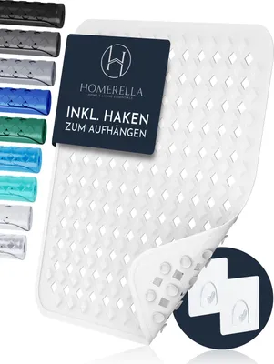 Produktbild von Homerella® Duschmatte rutschfest 53x53cm - 100% BPA frei - 2 Haken zum Aufhängen - Antirutschmatte Dusche hautsensitiv, Duscheinlage maschinenwaschbar