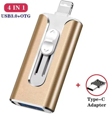 Produktbild von 128GB USB 3.0 externe Speichergerät, Gold, OTG-fähig