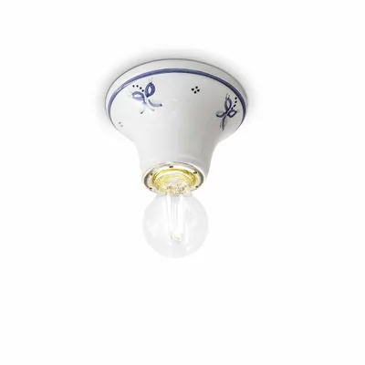 Produktbild von Ferroluce Wandlampe Deckenleuchte Trieste Weiß Ø10cm max. 60W E14 Keramik