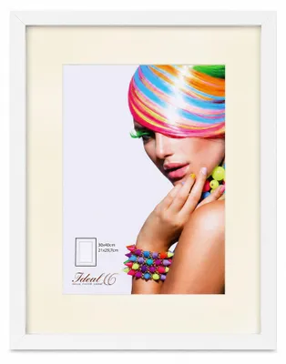 Produktbild von 3D Objektrahmen Bilderrahmen mit Passepartout & gehärtetem Glas Holz MDF Rahmen Foto Poster - Farbe: Weiß | Format: 30x40