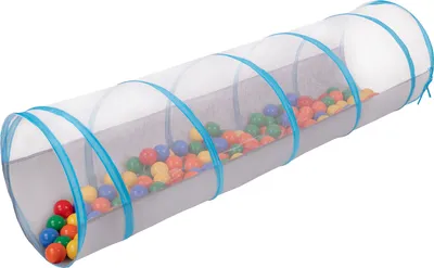 Obrázek produktu pro Selonis vyskakovací tunel s 200 míčky pro dětské prolézací hry, šedomodrý:žlutý/zelený/modrý/červený/oranžový
