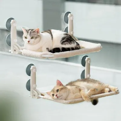 Productafbeelding van Kattenhek voor ramen, voorzien van stevige klemmen en een roestvrijstalen frame