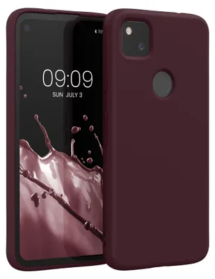 Produktbild von kwmobile Hülle kompatibel mit Google Pixel 4a Hülle - gummierte TPU Silikon Handyhülle - Schutzhülle für kabelloses Laden - Case in Bordeaux Violett