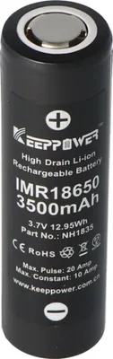 Produktbild von Keeppower IMR18650 3500mAh, 3,6V - 3,7V Li-Ion-Akku Flat Top Abmessungen beachten 65,1x18,45mm
