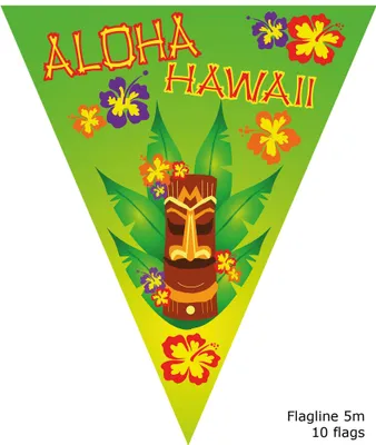 Produktbild von Aloha Hawaii Party Artikel zur Dekoration - Wimpelkette Grün Aloha 5m