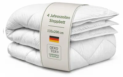 Produktbild von Bestlivings Steppbett 135x200cm, Allergiker geeignet - waschbar bei 95°C - bestehend aus 2 Schlafdecken mit Druckknöpfen, 4 Jahreszeiten Bettdecke