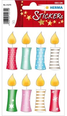 Immagine prodotto di Herma DECOR Adesivi Candele natalizie colorate Multicolore 24 pezzi