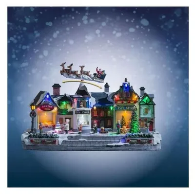 Image de Boutiques enneigées et éclairées LED - Décoration village de Noël