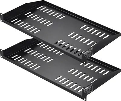 Zdjęcie produktu dla VEVOR 2 PCS. półka do szafy serwerowej 1U, głębokość 10"/254 mm, maksymalne obciążenie 50 funtów, wentylowana półka samonośna lub do montażu na ścianie z półką, dobra cyrkulacja powietrza
