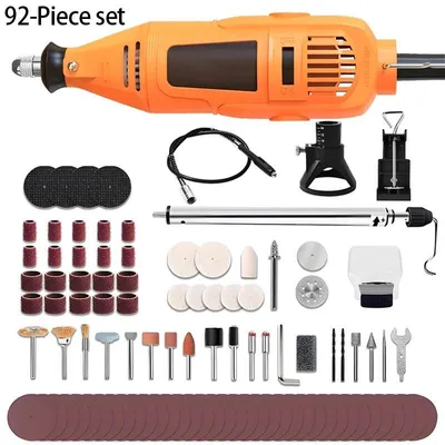 Image de Outil multifonction électrique rotatif - Mini-perceuse/stylo de gravure - Kit d'accessoires 92 pièces - Alimentation secteur CA - Prise UE - Pour les bricoleurs