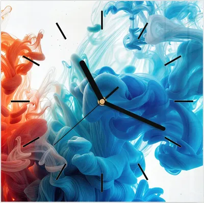Produktbild von Wanduhr aus Glas mit Motiv Farbige_ Wirbel- 30 x 30 cm - inkl. Aufhängesystem