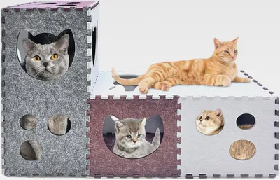 Produktbild von 18 Stück Katzentunnel, DIY transformierbare Peekaboo Katzenhöhle, kratzfester Filz-Katzentunnel, Filz-Katzen-Versteckhöhle mit interaktiven Blicklöchern