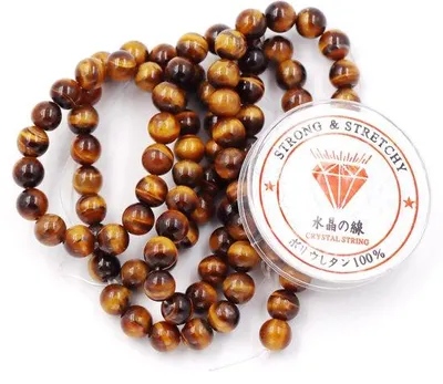 Image de Perles Fukugems pour bijoux, kit de bricolage, 128 perles, 6 mm, œil-de-tigre, bracelet