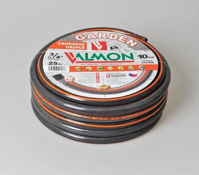 Obrázek produktu pro Hadice Garden černá neprůhledná s oranžovým páskem Valmon - 1/2", role 25 m