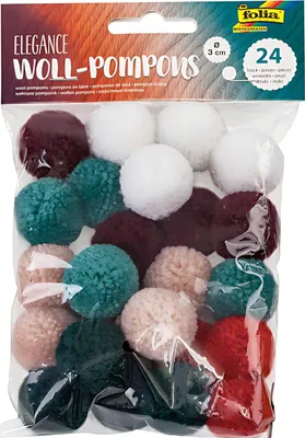 Produktbild von folia Woll-Pompons "Elegance" 24 Stück farbig sortiert