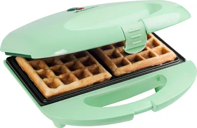 Produktbild von Bestron Brüsseler Waffeleisen im Retro Design, Waffelmaker für 2 belgische Waffeln, mit Antihaftbeschichtung & Backampel, 700 W, Farbe: Mint