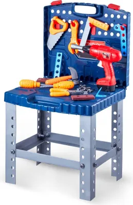 Immagine prodotto di Banco da lavoro per bambini da 56 pezzi - set di attrezzi da gioco - attrezzi da costruzione da 3 anni - giocattoli da laboratorio per bambini