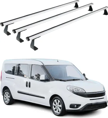Image de Barres de toit transversales pour Fiat Doblo 2010-2021 Aluminium Gris 3x