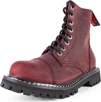 Immagine prodotto di ANGRY ITCH-8-Hole Stivali in pelle vintage Bordeaux Ranger con punta in acciaio, EU 40