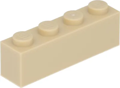 A single tan LEGO brick with four studs on top, isolated on a white background.