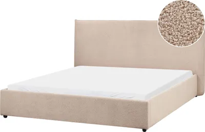 Obrázok produktu pre BELIANI Posteľ sivobéžová buklé čalúnenie 160 x 200 cm klasické čelo drevené lamely spálňa
