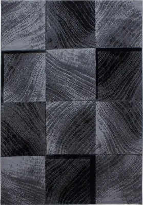 Image de Tapis de couloir pour salon, noir, motif à carreaux, dimensions 80x150 cm