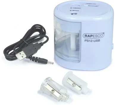Produktbild von Rapesco PS12-USB - Elektrischer Bleistiftspitzer - Blau - Kunststoff - Stahl - 1,2 cm - 6 mm