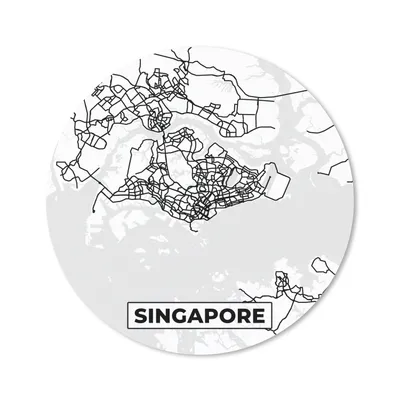 Produktbild von MuchoWow® Mauspad Mousepad Singapur - Karte - Stadtplan - Schwarz und weiß - Karte 40x40 cm - Mousepads - Maus Mat - Pad - Mausunterlage - Schreibtisch Accessoires