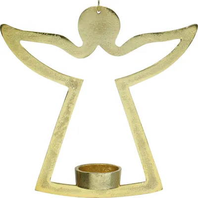 Produktbild von Deko Engel Teelichthalter Hängend Gold Metall Fensterdeko 20cm