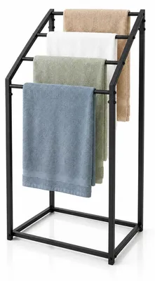 Zdjęcie produktu dla Stojak na ręczniki, wolnostojący, 4 ramiona, czarny, metal