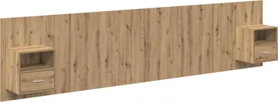 Image de vidaXL Tête de lit avec rangement, 3 pièces, bois composite imitation chêne artisanal