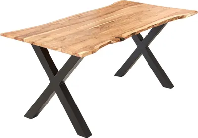 Produktbild von Esstisch Akazie naturfarben 180 x 90 cm X-Gestell schwarz YVONNE