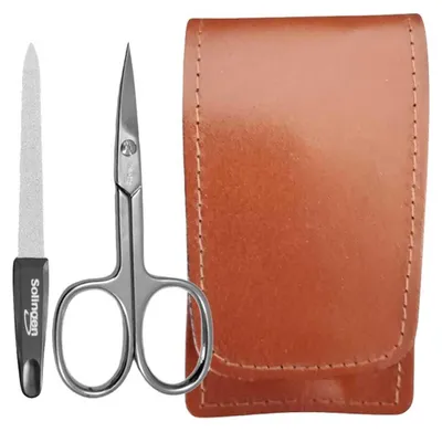 Produktbild von Solingen Nagelschere 2er Set mit Lederetui & Nagelfeile 9 cm Germany Braun