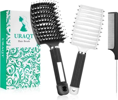 Image de Brosse à cheveux Brosse démêlante professionnelle en poils de sanglier Brosse coiffante avec peigne à cheveux
