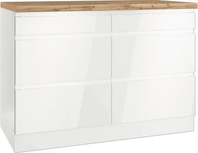 Produktbild von Held Möbel Auszugunterschrank Kiel BxTxH 120 x 60 x 86 cm weiß hochglanz zerlegt 465.1.6341